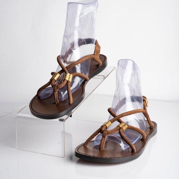 Massimo Dutti Womens Strappy Suede Thong Sandals Brown US 6.5 EU 37 NWT 1756/350 - Picture 1 of 8